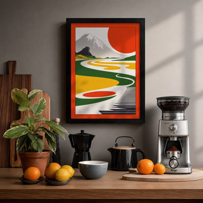 Mountain And Rising Sun Art Deco - Print