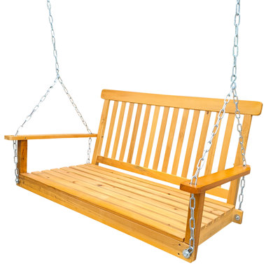 Front Porch Swing With In Solid Wood. Hanging For Outdoor Fun. For Patio, Garden, Yard, Porch, Backyard, . Easy To Assemble, 800 Lbs Supported Weight Wood Bench And Reliable . Assembly, Max Capacity