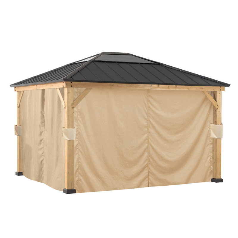 SUNJOY Four-Side Privacy Side Wall Curtain Set for Sunjoy 11 x 13 ft Gazebo, UV-Resistant Water-Resistant Polyester Curtain Panel for Patio, Garden & Backyard, Includes Ring Hardware for Installation