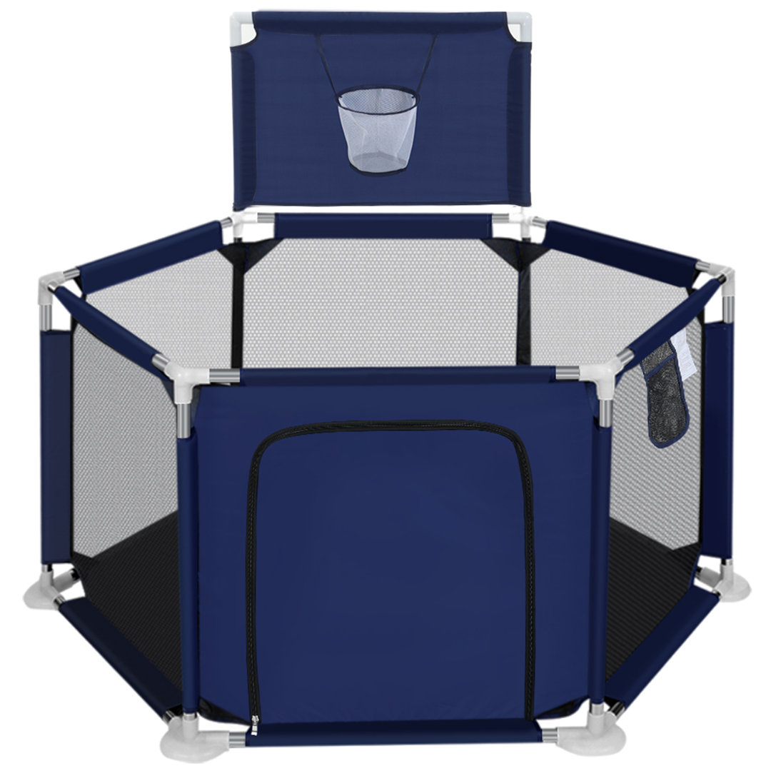 49" Baby Playpen Playard with Basketball Hoop, Indoor and Outdoor Kids Toddler Activity Center Tooca