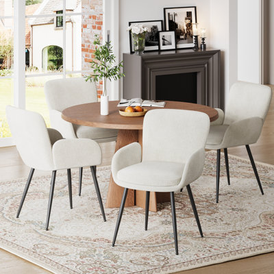 Upholstered Chenille Dining Chairs With Metal Legs (Set Of 4)