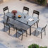 Ensemble de salle à manger d'extérieur en aluminium pour 6 personnes avec chaises empilables et trou pour parasol, 82,7 po L x 38 po P (ensemble de 7)