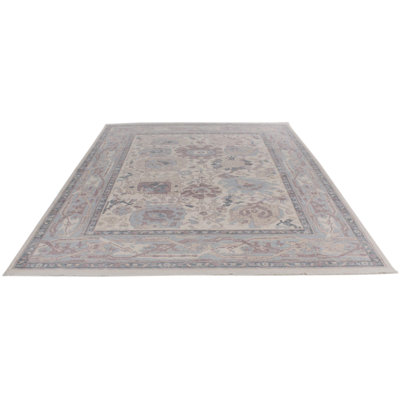 8x10 Ivory and Blue Turkish Traditional Rug