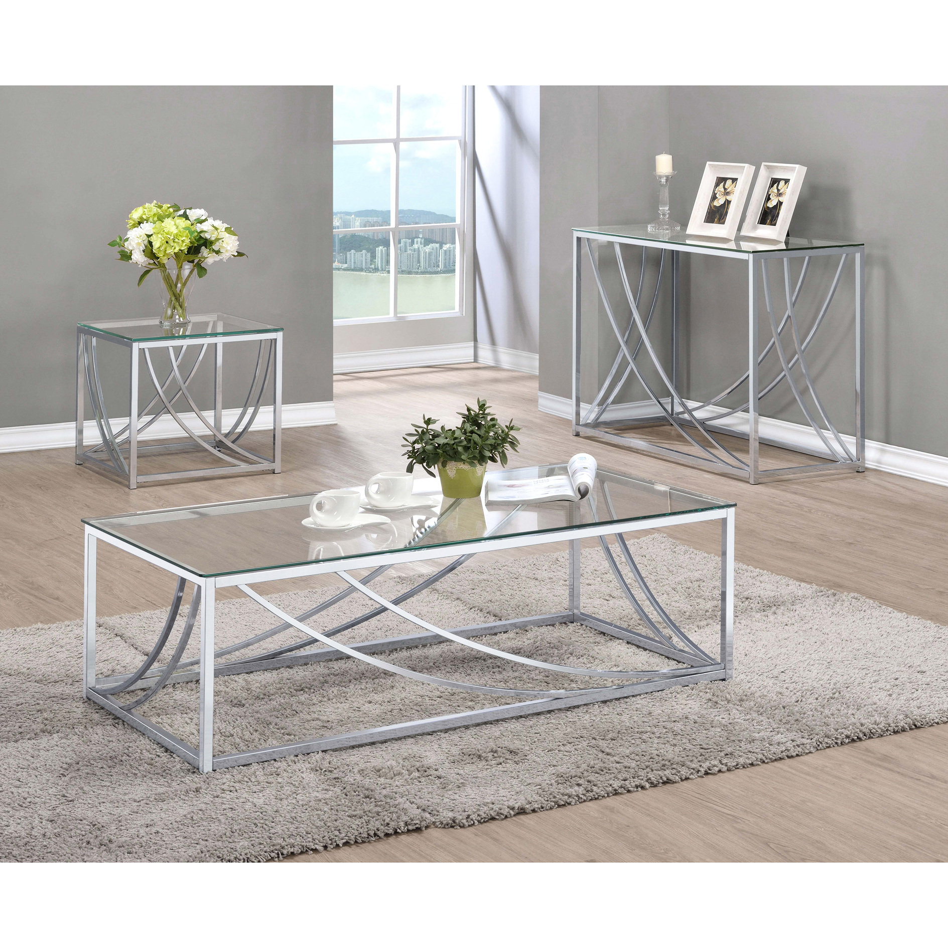 Latitude Run® Square End Table With And Glass, Sleek Metallic Look ...