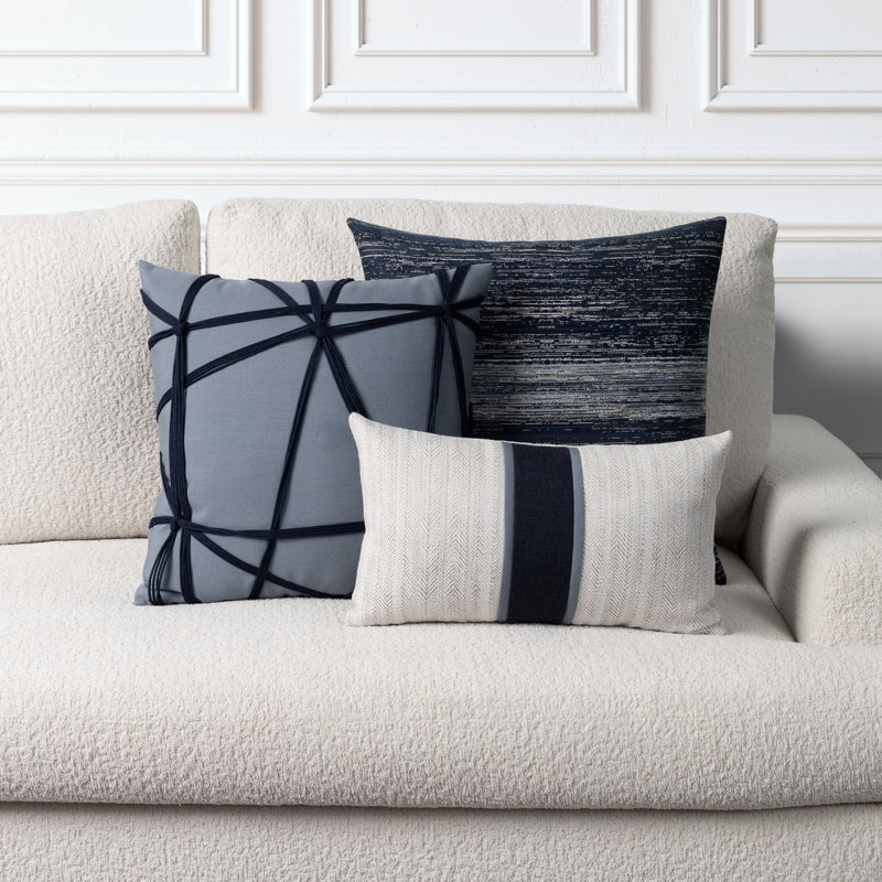 Interlace Chestnut Woven Accent Pillow Cover & Insert, Slate