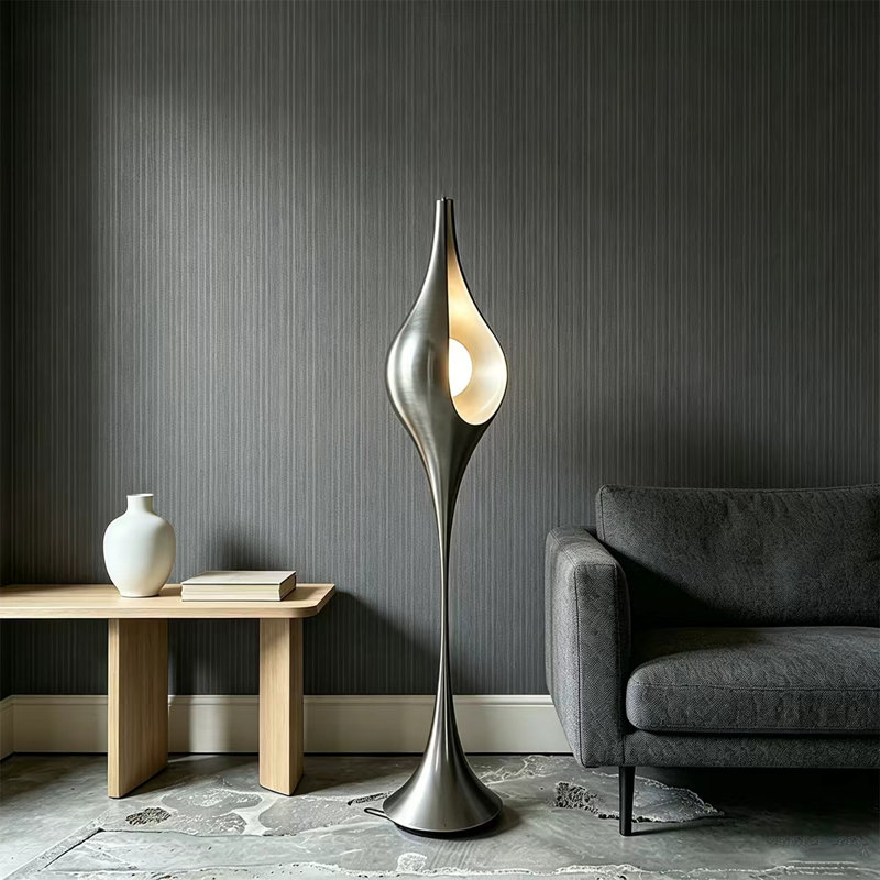 Lampes de plancher argentées en plastique