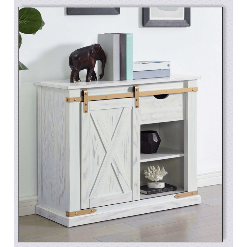 Table de canapé de style rustique blanc antique avec tiroirs, parfaite pour le salon et les petits espaces