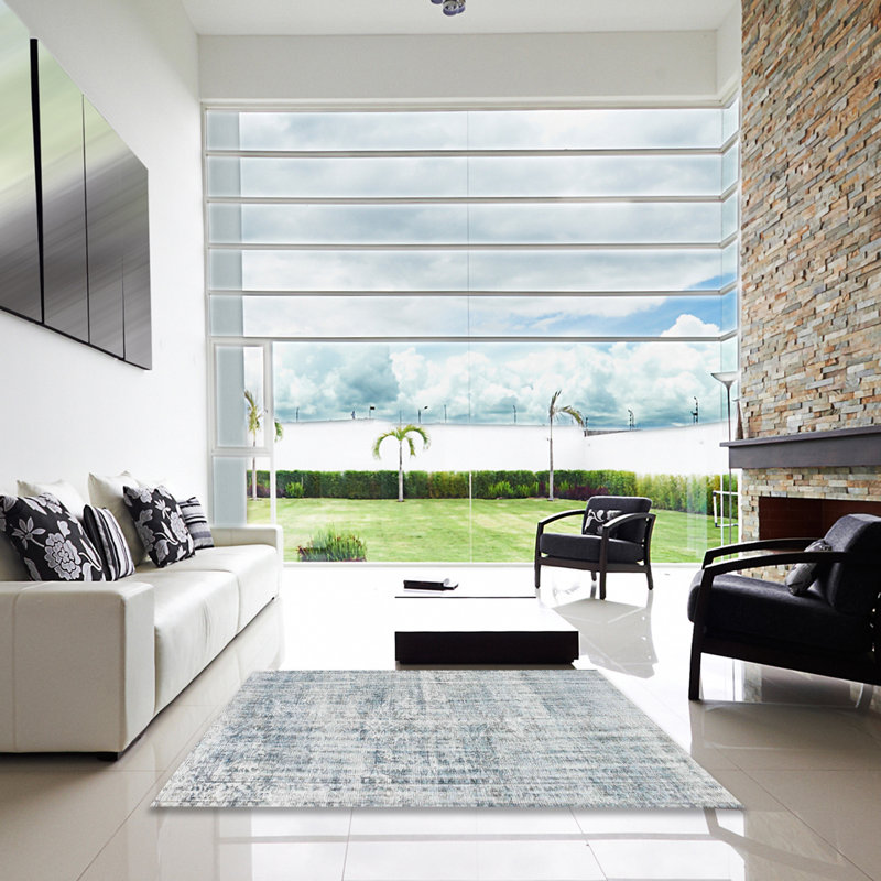 Tapis gris zone contemporaine, Carré 3 pi