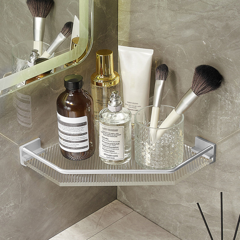 Crellin Triangle Metal Corner Shelf, Silver