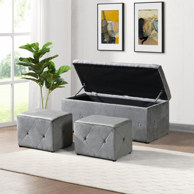 Ensemble de repose-pieds rectangulaire 1 pièce en velours court avec 2 repose-pieds (seulement avec repose-pieds)