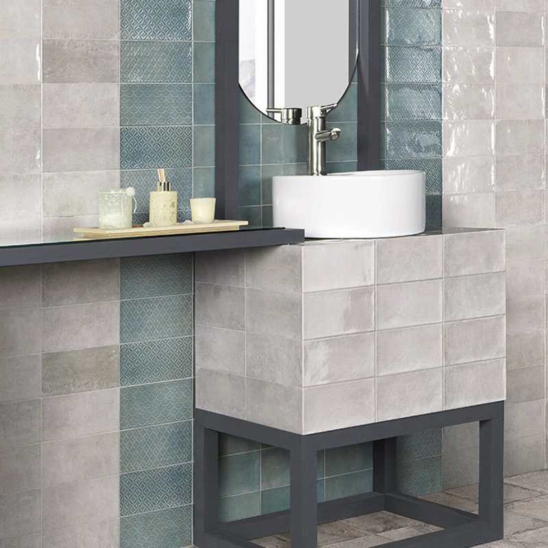 Camden 8" x 4" Ceramic Patterned Subway Tile, Beige