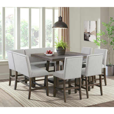 Picket House Furnishings Hester 8PC Counter Height Dining Set -Table, Four Chairs And Complete Bench