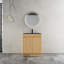Meuble-lavabo autoportant de 28 po - lavabo en acier inoxydable gris, charnières à fermeture douce, grand rangement au bas, tuyau de drainage flexible en contreplaqué de chêne, 45 poignées dissimulées, tablettes réglables