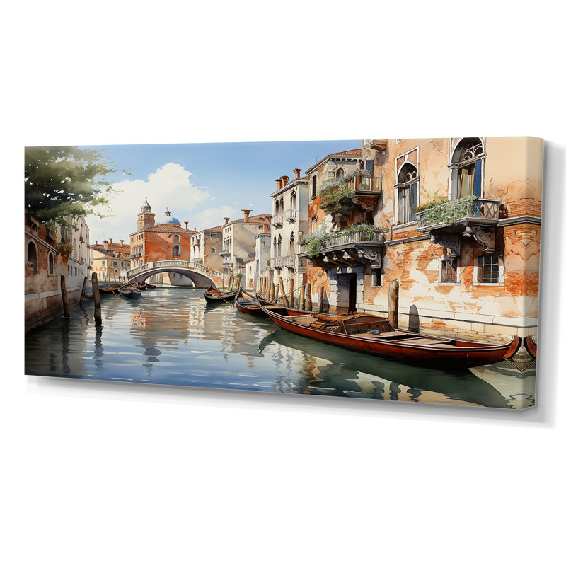 Italy Venetian Canals I On Canvas Print, Wrapped Canvas, 28" H x 60" W, No Frame