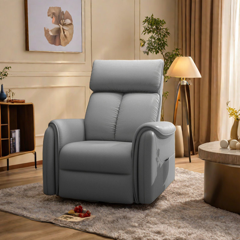 Fauteuil inclinable pivotant en similicuir Nolene, Gris foncé