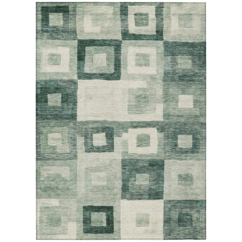 Cora Green Washable Indoor-Outdoor Rug - , 9' x 12'