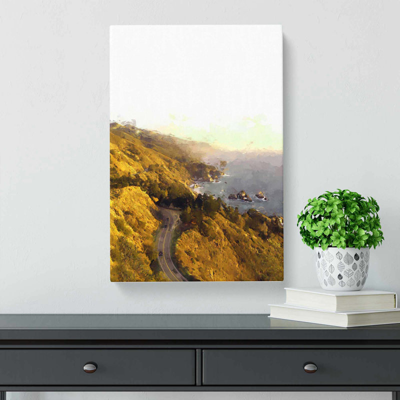Big Sur Drive In California In Abstract - Wrapped Canvas, 91cm H x 60cm W x 3cm D