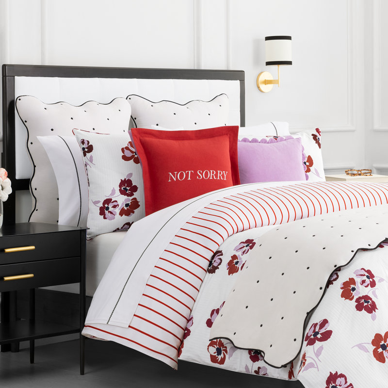 Kate Spade New York Sorry, Not Sorry Reversible Throw Pillow, 18" x 18" Red Decorative Pillow , Red