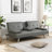 Sofa Bed With Armrest Two Holders Wood Frame, Stainless Leg, Futon Grey Pvc