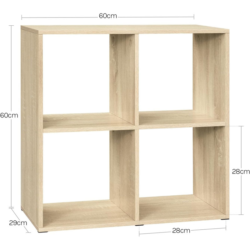 60cm W Cube Bookcase, Brown, (2 Shelves) 60cmH x 60cmW x 29cmD