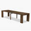 L'ensemble de salle à manger 6 pièces comprend une table de petit-déjeuner rectangulaire extensible, 1 table basse, 2 chaises de salle à manger et 2 bancs modernes, noyer antique-1402202649-1402202650-1402202651