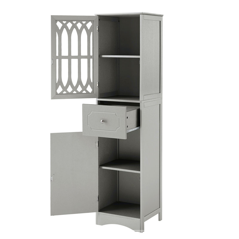 Gray Tall MDF Cabinet with Acrylic Door and Adjustable Shelves