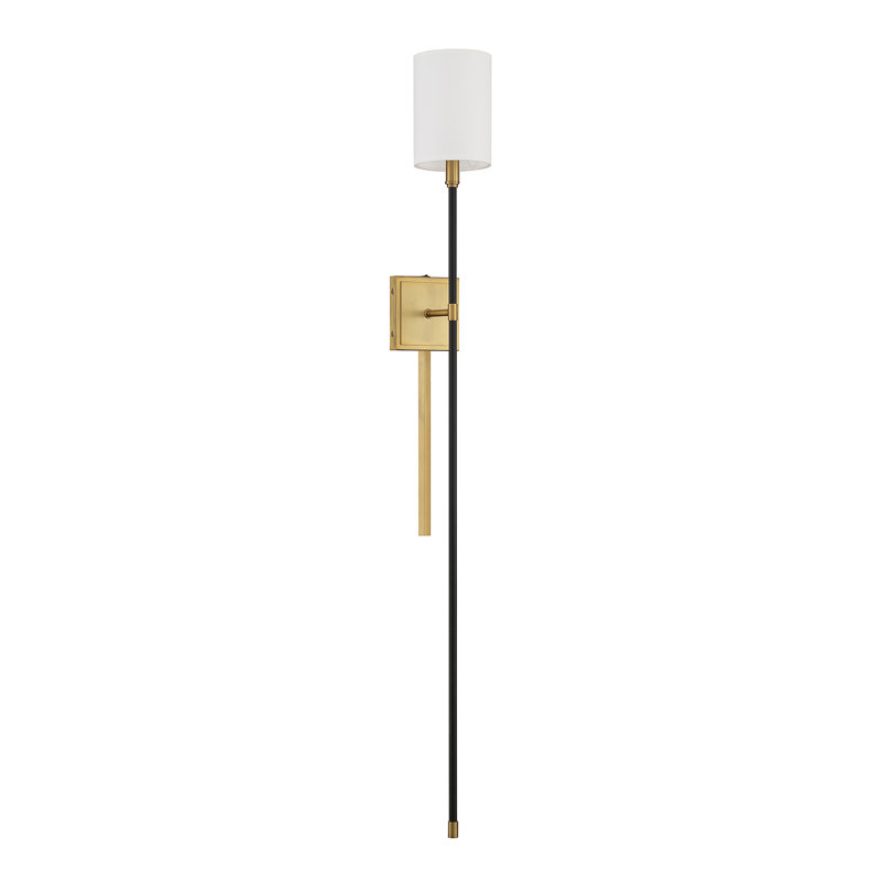 Meridian 1-Light Wall Sconce in Black with Natural Brass Accents