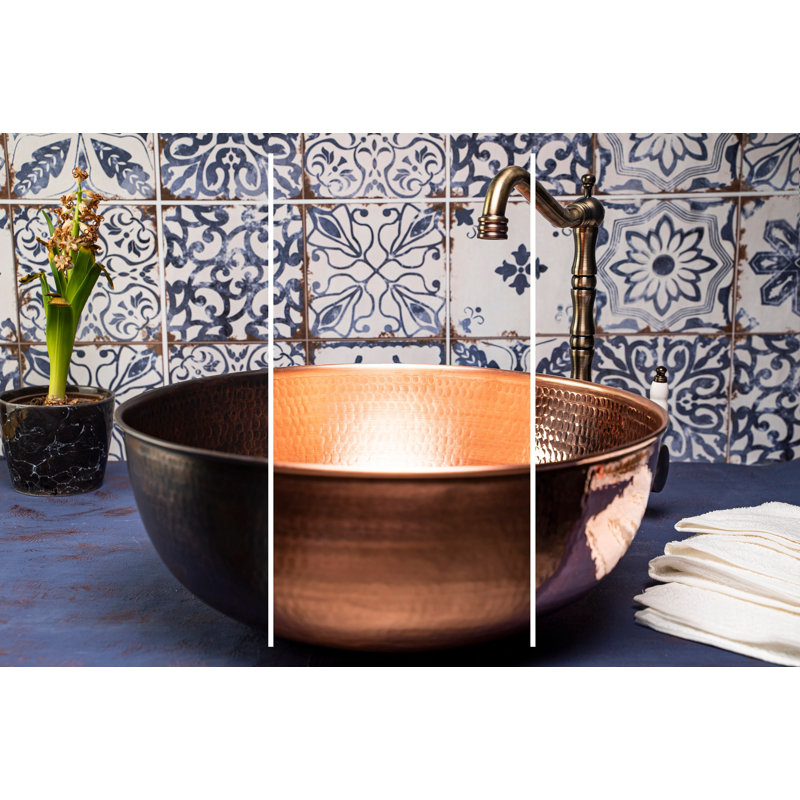 Évier de cuisine en cuivre martelé à la main 18 po - Pure Solid Copper par ALFIQ, Cuivre massif