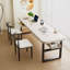 Bureau double en bois massif blanc avec tiroirs-831760949