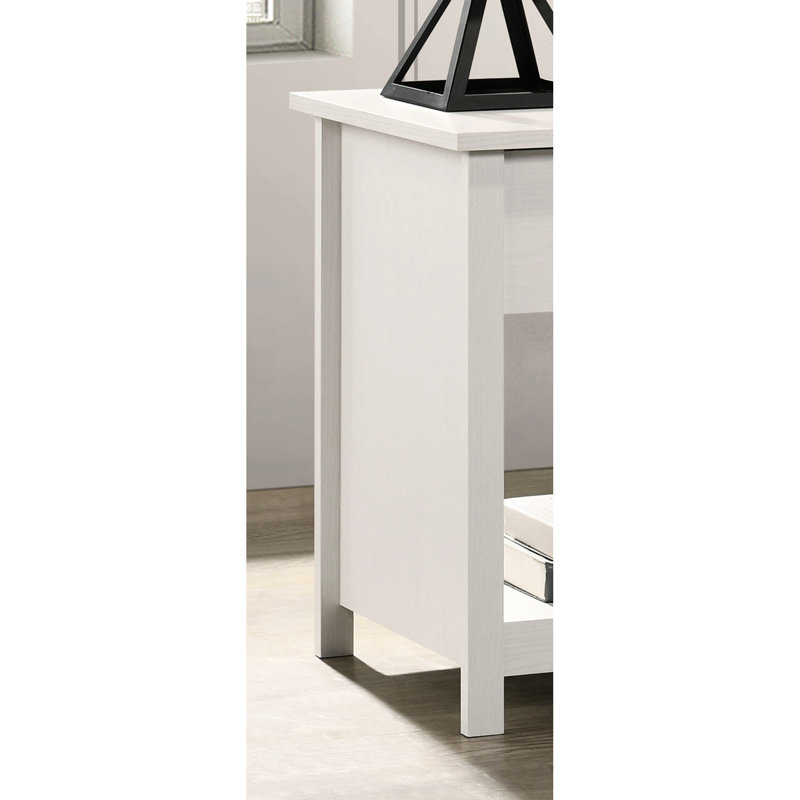 20 - Inch Wide, White, 1 Drawer, Nightstand, Open Lower Shelf, Silver Metal Handles, Particle Board, Bedside Table, Top Load Supporting Capacity, Drawer Shelf Capacity Limit, Limit