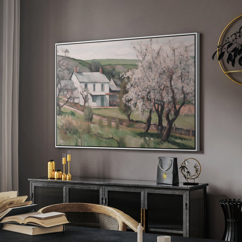 "Vintage Landscape -IV" sur toile, H 17 po x l 25 po, Blanc