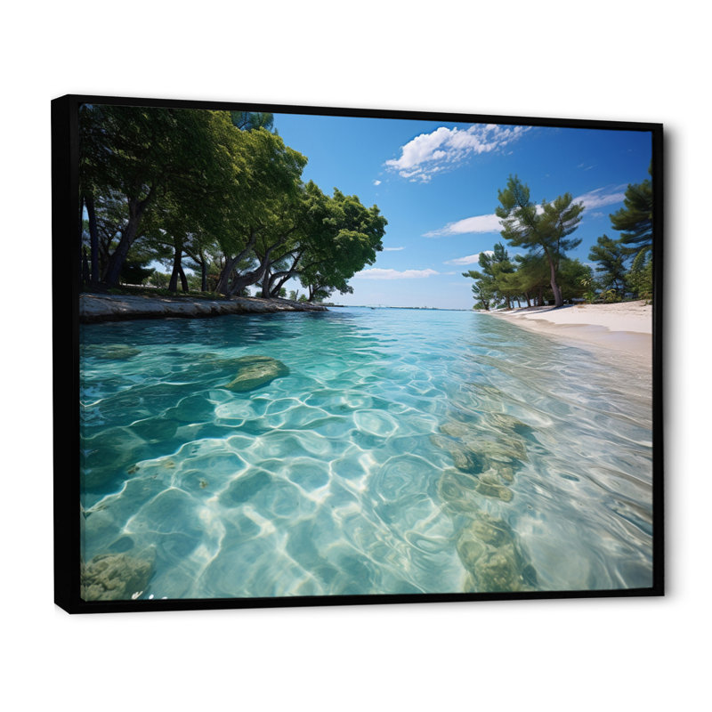 «Barbaray Beach Beach Sandy Paradise II», reproduction sur toile, H 30 po x l 40 po x P 1,5 po, Cadre flottant noir