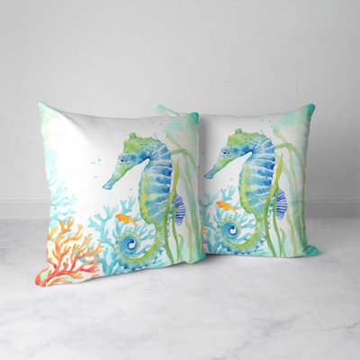 Laural Home Sea Life Seahorse Indoor Decorative Pillow