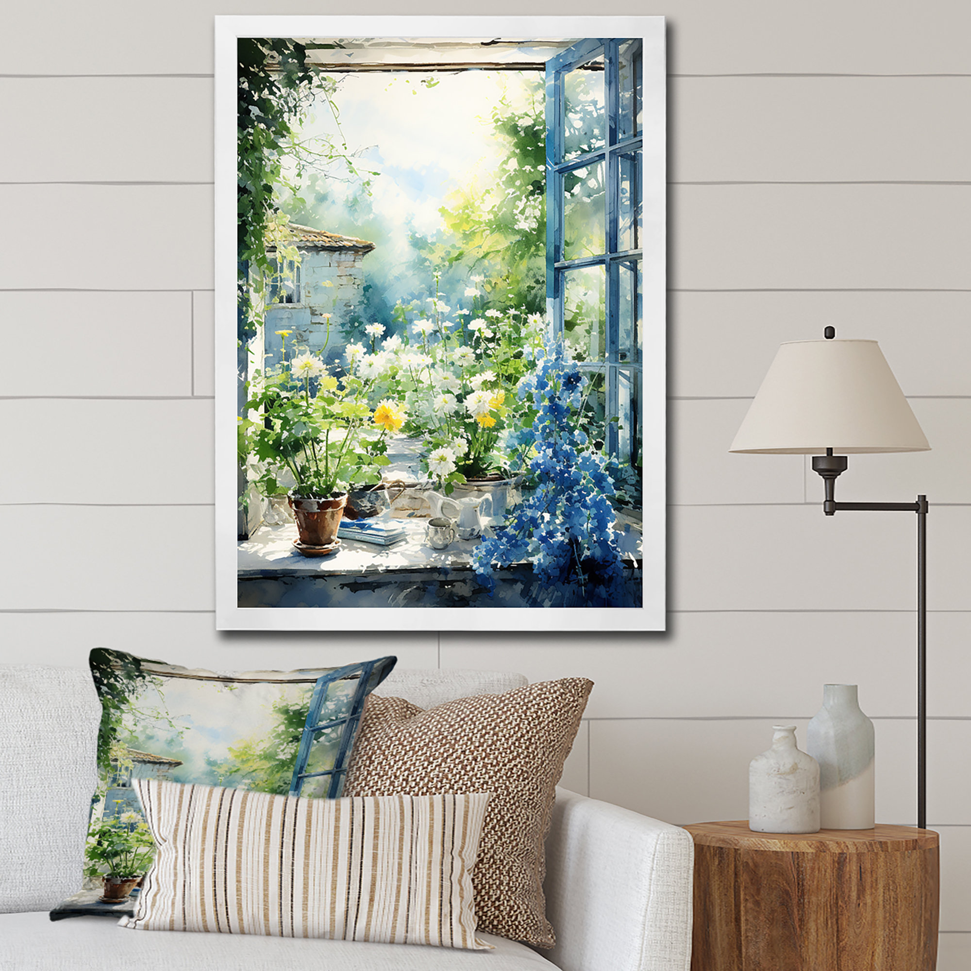 Window Canvas Lark Manor™ Green and blue countryside window Charm II - Farm Windows ...