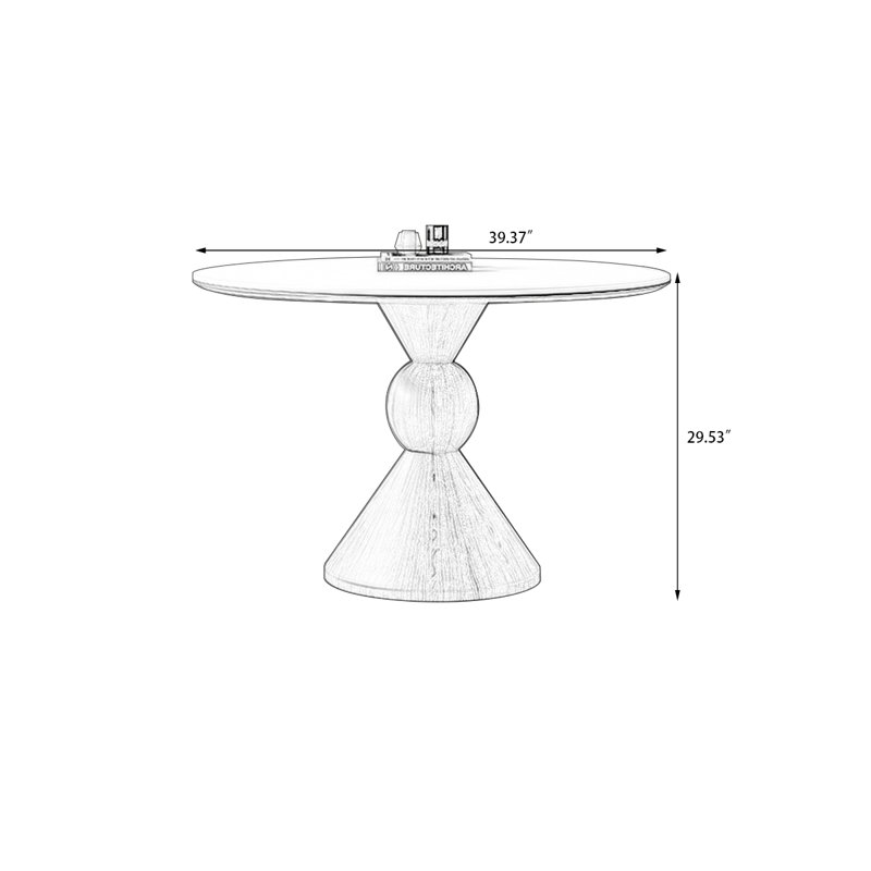 Black Round Sintered Stone Dining table, 29.53" H x 39.37" W x 39.37" D, Black
