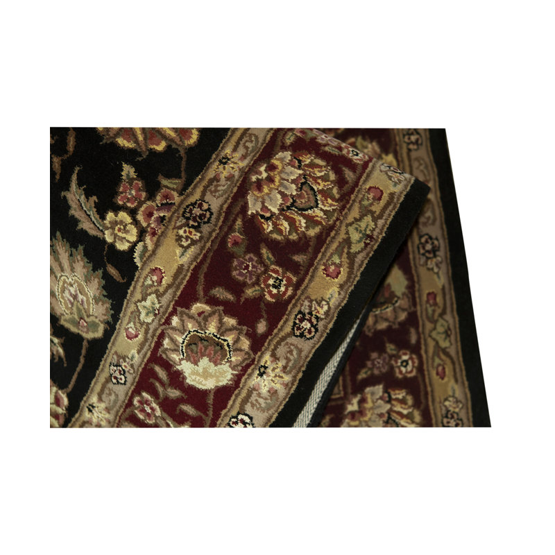 Tapis beige et noir noué à la main de haute qualité