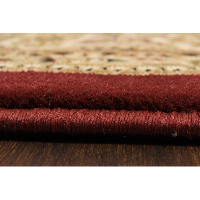 Tapis rouge / beige à motif oriental tissé à la machine Atterbury, Rectangle 2 pi x 3 pi 6 po