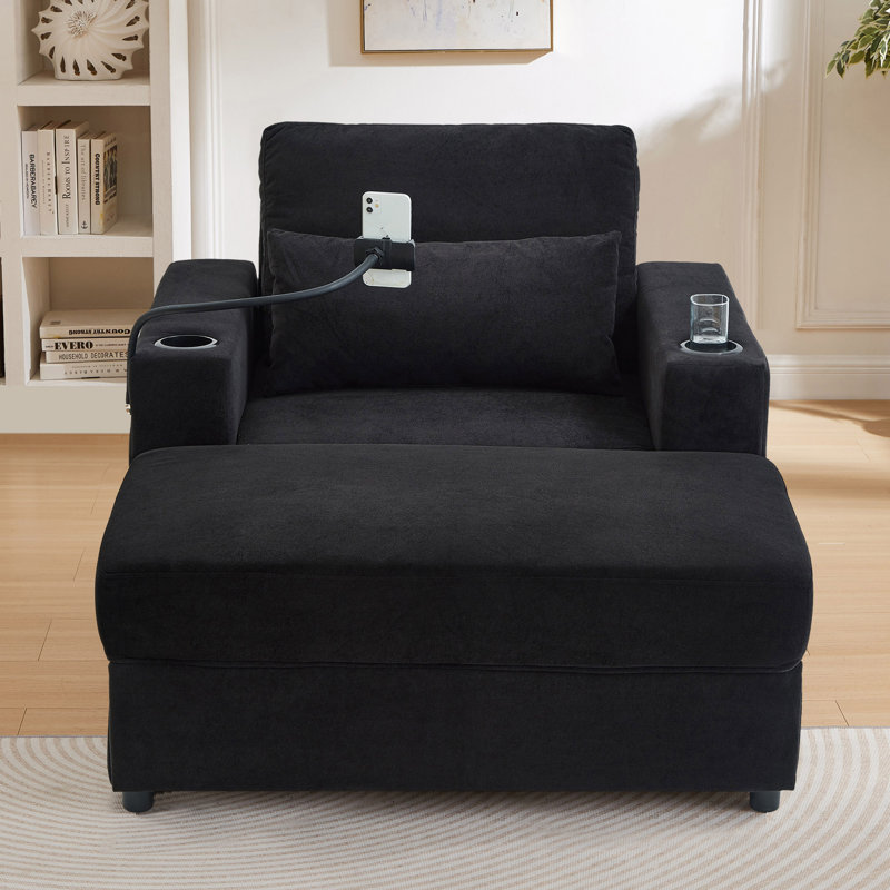 Canapé avec repose-pieds de 42,5 po Keir, Noir