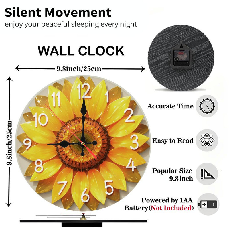 Horloge tournesol avec chiffres
