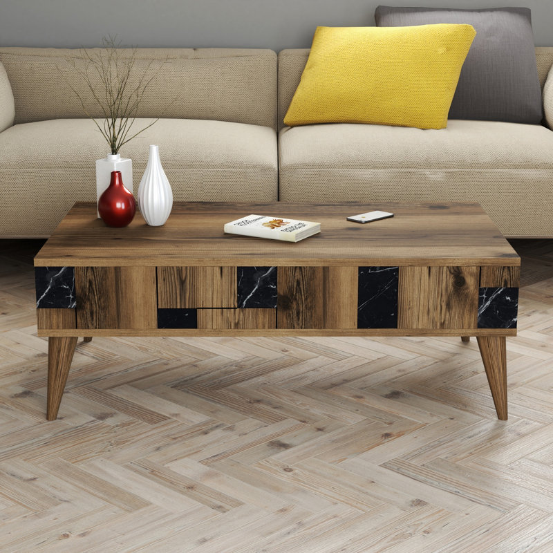 Chilhowee Four Leg Coffee Table, Walnut, Black/Brown