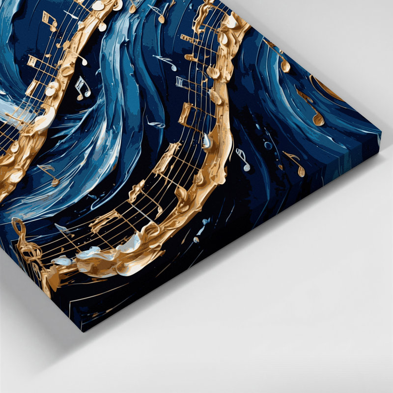 Music Zither Blue Canvas Wall Art, 20" H x 24" W