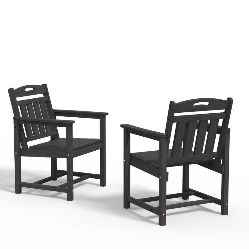 Chaises de cuisine à dossier en lattes de PEHD, convenant à une utilisation intérieure et extérieure, Black