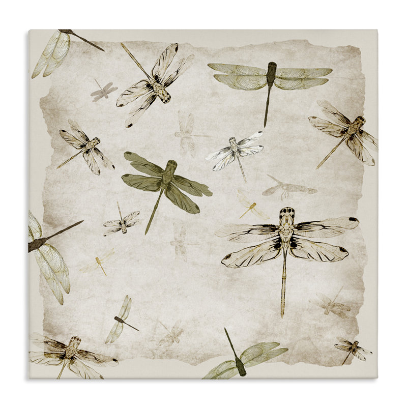 Toile rétro avec libellules Grace, design par Jacob Q, H 30 po x l 30 po