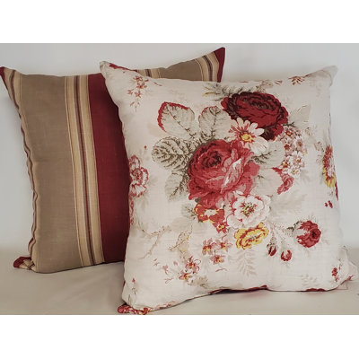 Norfolk Cotton Throw Square Pillow Cover & Insert 2-PC Set