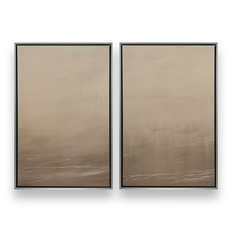 Silken Sandrifts, ensemble de 2, reproduction sur toile dans un cadre, Cadre flottant en chrome poli