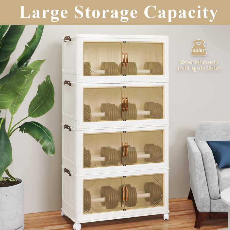 Grands bacs de rangement empilables avec couvercles, H 52,76 po x l 27,56 po x P 14,17 po