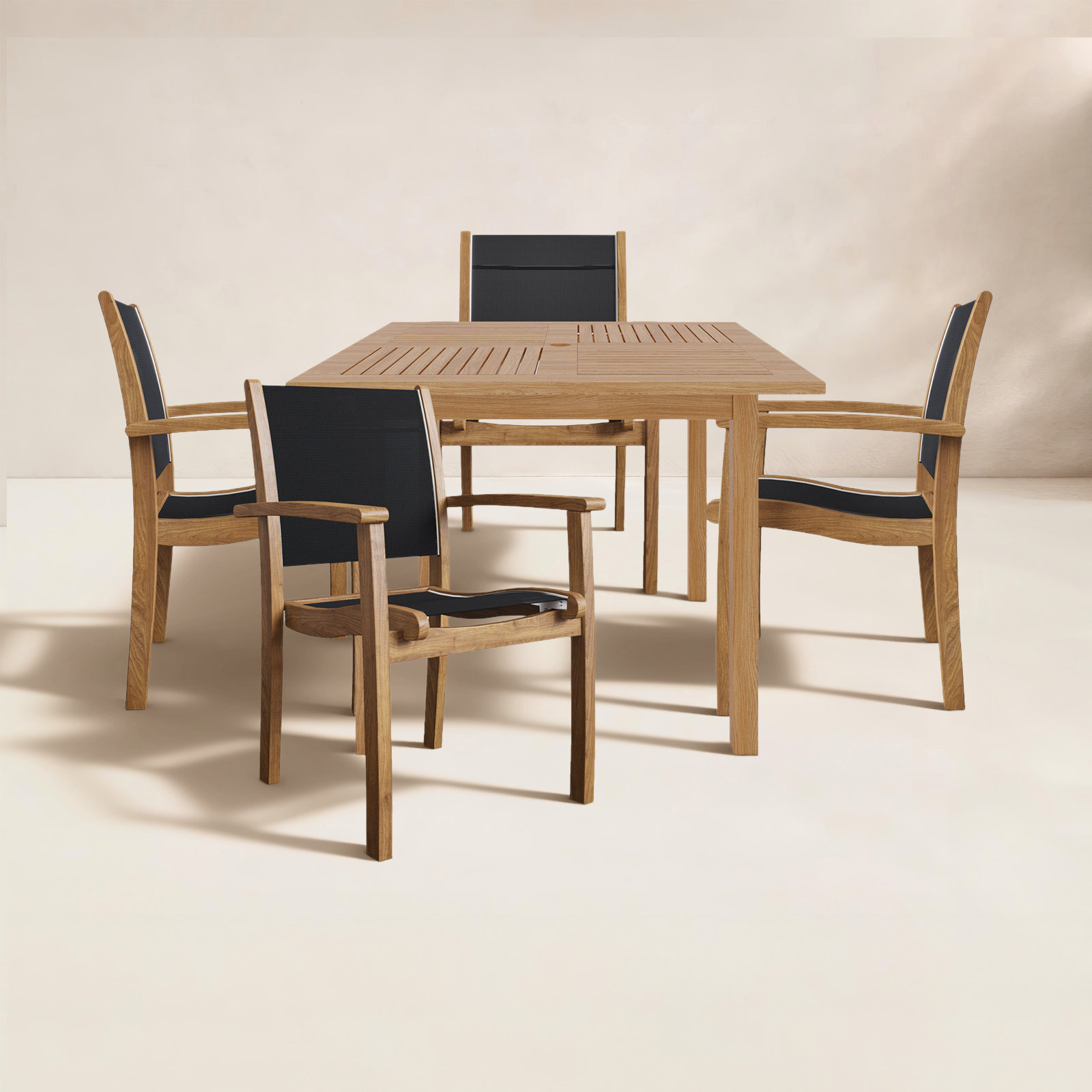 Flem 39" Teak Patio Dining Set, Blue