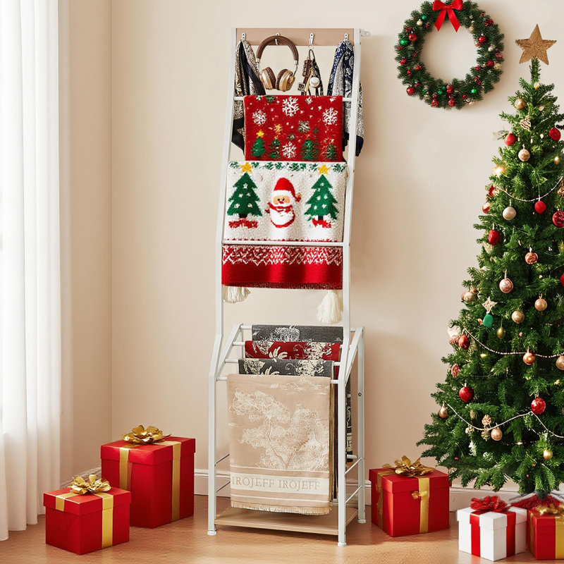 Étagère 7 niveaux avec crochets, Blanc