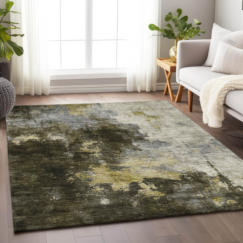 Tapis brun intérieur / extérieur lavable à la machine Chayden ACN1072, Rectangle 8 pi x 10 pi