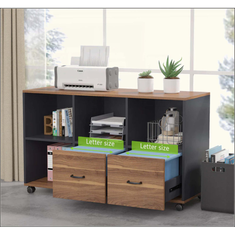 L-Shaped Executive Desk with 47" Mobile File Cabinet, Large Home Office Computer Desk with Storage